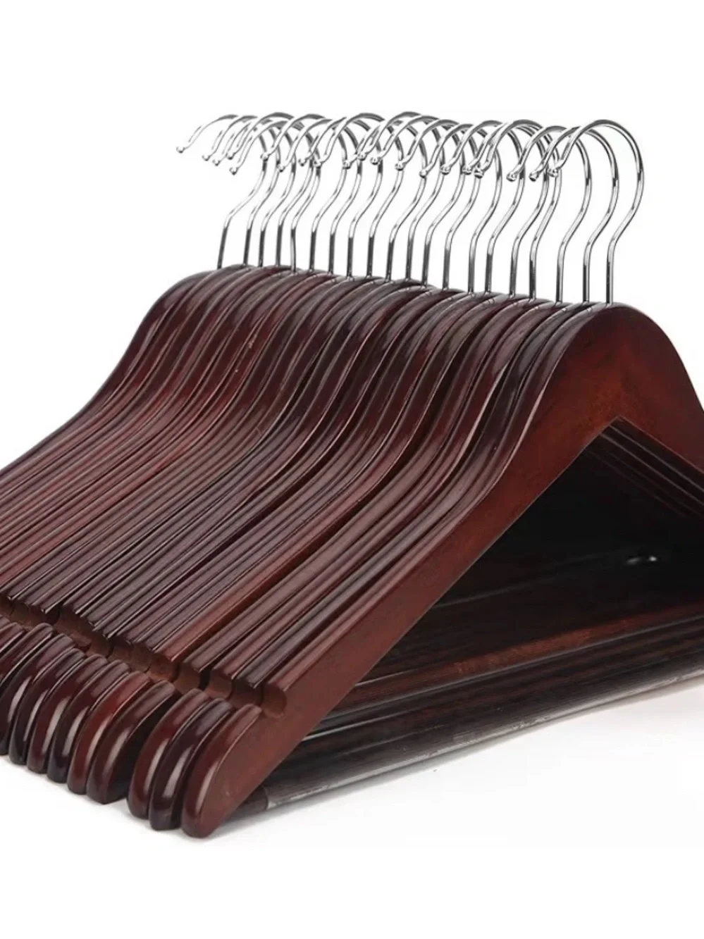 Pack of 20 Natural Wooden 17.5” Hangers • Walnut Finish